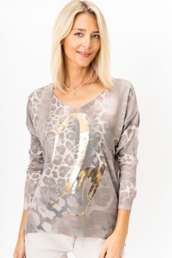 Cheetah "Day" Print Sweater