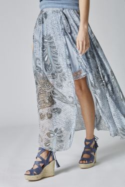Printed silk Skirt open front