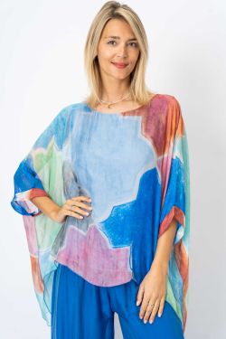 Mosaic printed silk blouse