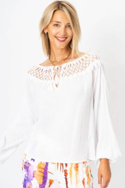 "Gauze" Blouse with Lace