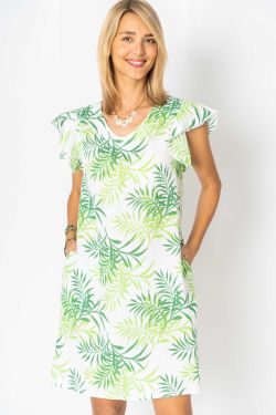 Leaf printed Linen Dress