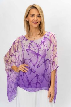 Butterfly Printed Silk Blouse