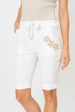 Embroidered Flower Shorts