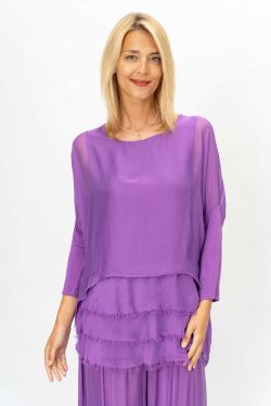 Silk Ruffle Hem Blouse