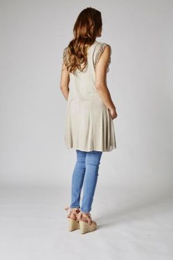 Silk long top without sleeves