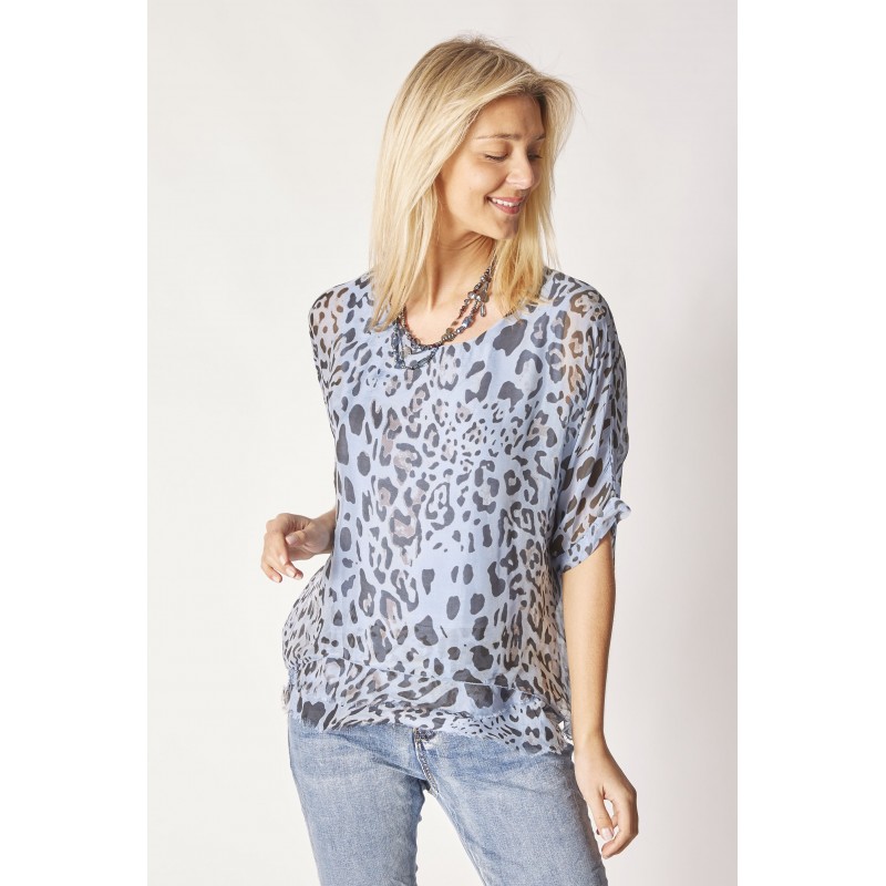 Silk Blouse Animal Print