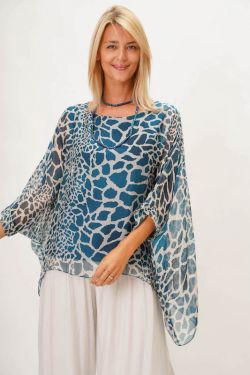 Giraffe Print Silk Blouse